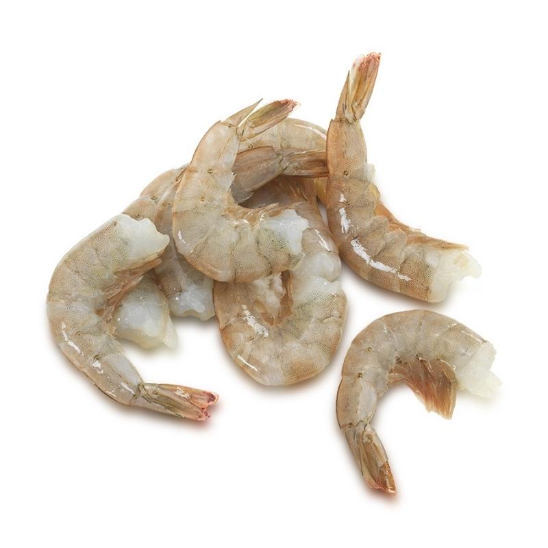 Queues de crevettes avec carapaces